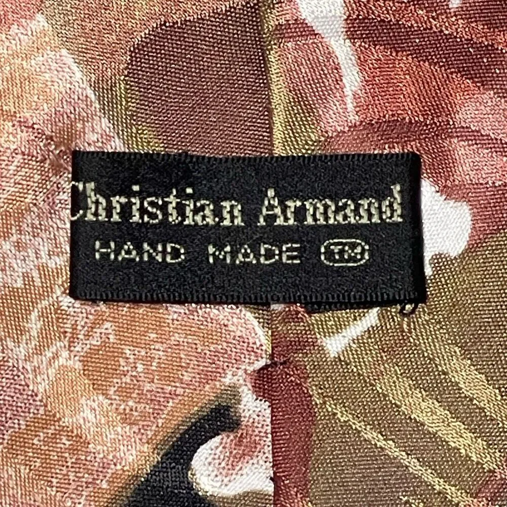 Christian Armand Tie Mens Abstract Design Pink Brown Black